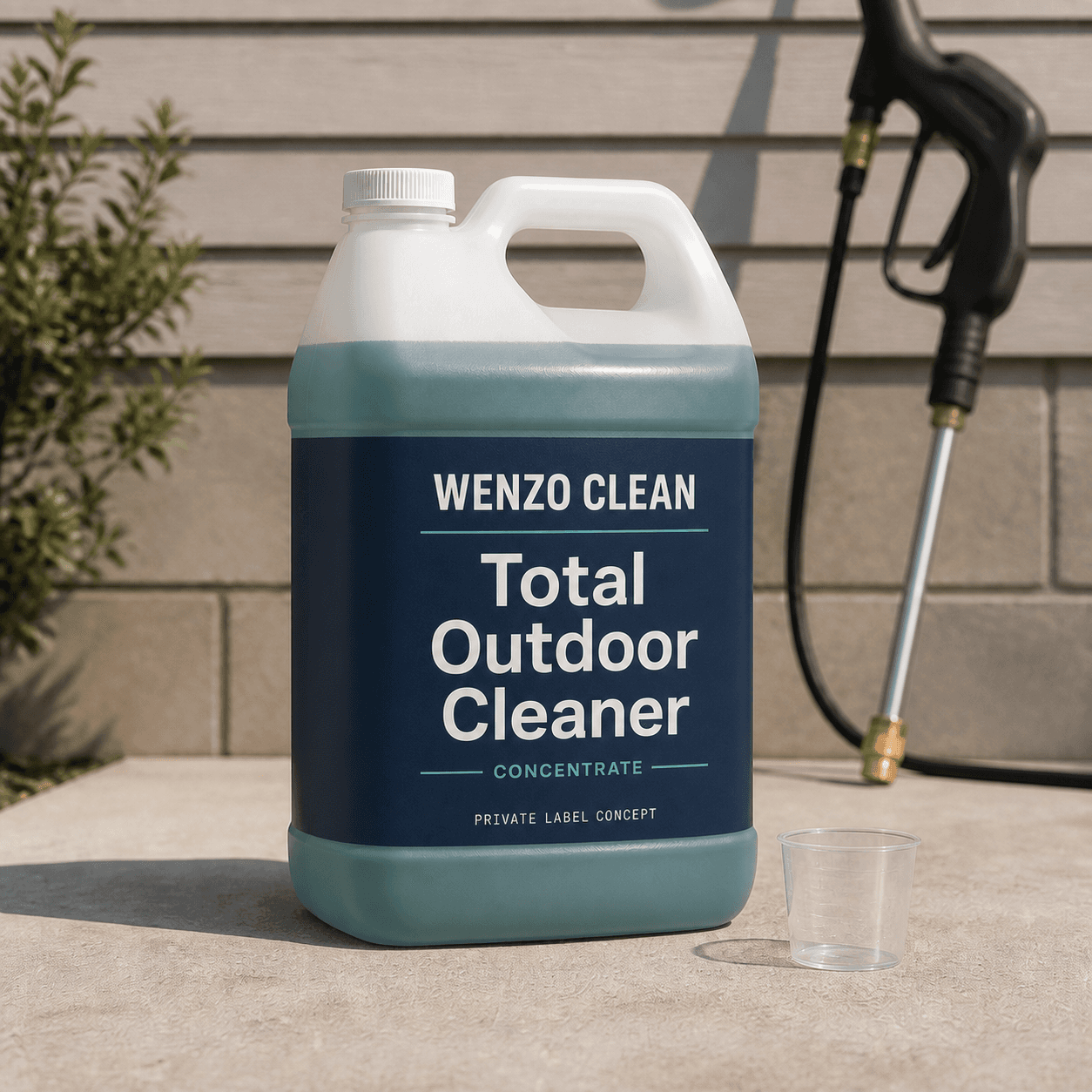 Concept visualization of a one-gallon outdoor cleaner concentrate